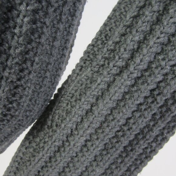 Vtg Theory Women L Charcoal Gray Black LS Wool Textured Rib Mock Neck Sweater - Picture 3 of 10